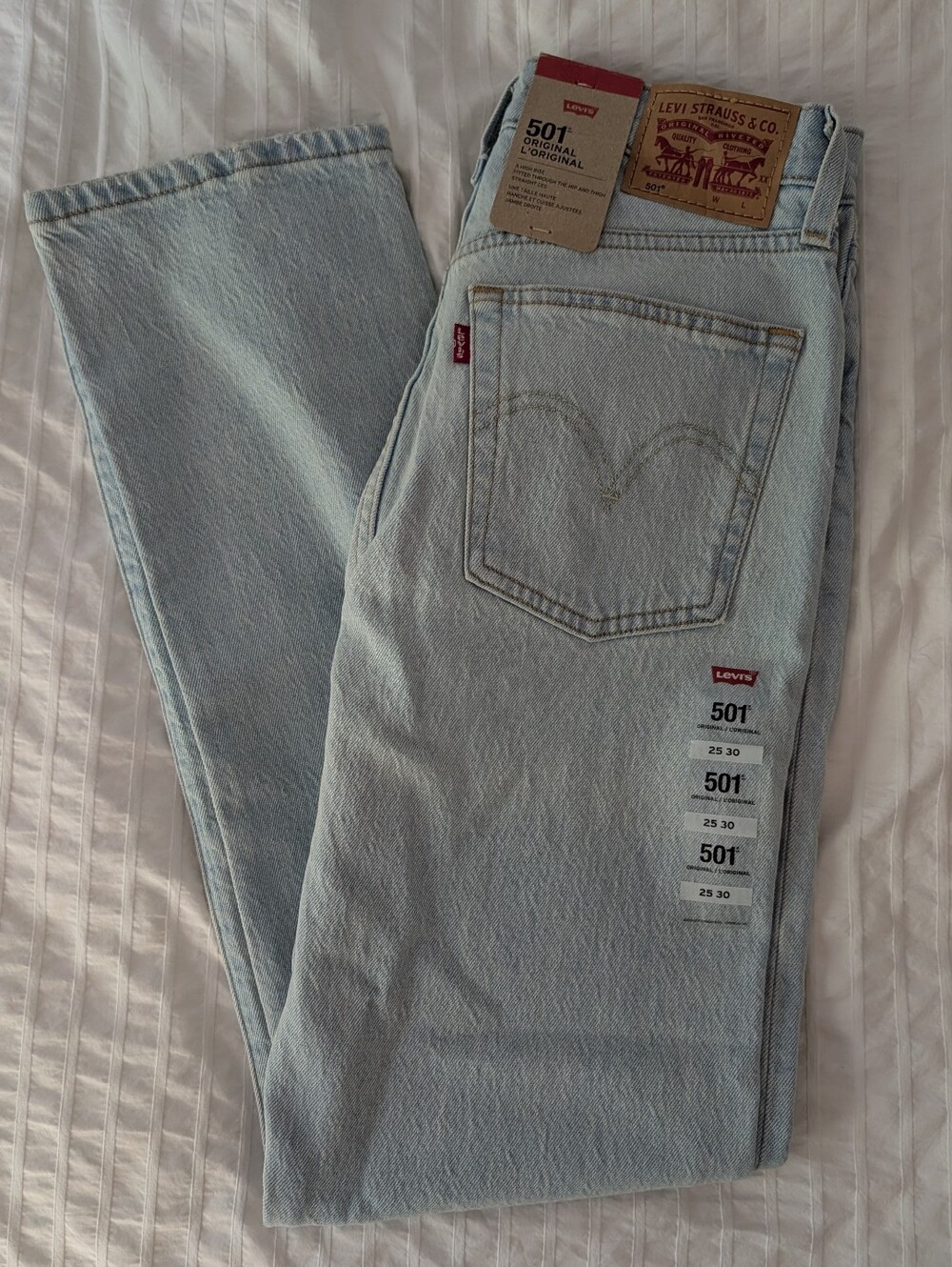 NWT Levi's 501 Original Straight Leg Jeans | Light Wash | 25x30